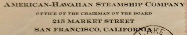 American-Hawaiian Steamship Company FDC Corner Card