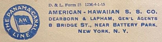 American-Hawaiian Steamship Company Corner Card