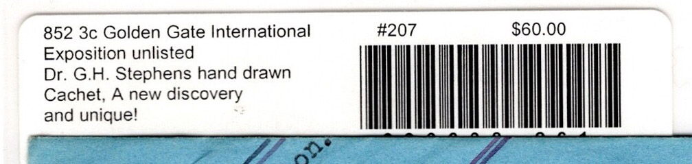 U.S. Scott #852-NIP13 - Dr. G.H. Stephens U.S. Scott #852-NIP13 - Dr. G.H. Stephens