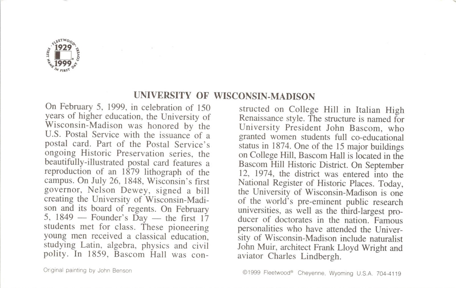 U.S. Scott #UX301 - Fleetwood (James A. Helzer) U.S. Scott #UX301 - Fleetwood (James A. Helzer)